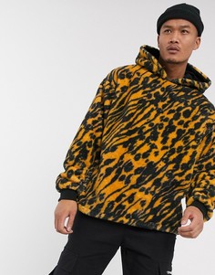 Oversized-худи из плюша со звериным принтом ASOS DESIGN-Мульти