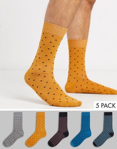 5 пар носков с геометрическим узором Burton Menswear-Серый