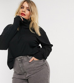 Черная свободная водолазка в рубчик ASOS DESIGN Curve-Черный