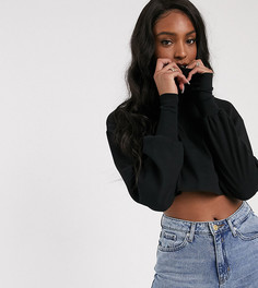 Черный кроп-топ свободного кроя в рубчик ASOS DESIGN Tall