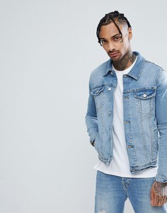 Светлая облегающая джинсовая куртка ASOS DESIGN-Синий