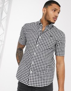 Рубашка с черно-белую клеточку с короткими рукавами Fred Perry-Черный