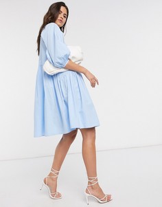 Синее поплиновое oversized-платье Vero Moda-Синий