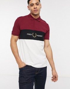 Бордовая футболка-поло с вышивкой Fred Perry-Красный
