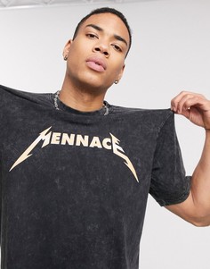 Черная футболка с принтом Mennace-Черный