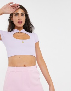Кроп-топ лавандового цвета с вырезом Topshop-Фиолетовый