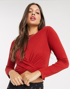 Кроп-топ с длинными рукавами Brave Soul-Оранжевый