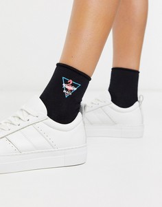 Черные носки с вышивкой ASOS DESIGN-Черный