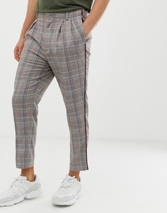Суженные книзу строгие брюки в клетку ASOS DESIGN-Серый