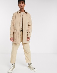 Светло-бежевый стеганый пуховик ASOS DESIGN