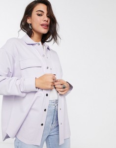 Трикотажная oversized-рубашка на кнопках ASOS DESIGN-Фиолетовый