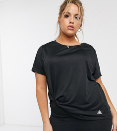 Черная футболка с полосками adidas Plus Running 3-Черный