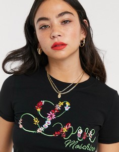 Футболка с вышитым логотипом Love Moschino-Черный
