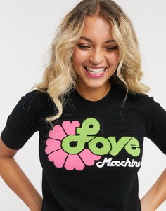 Футболка с цветочным принтом и логотипом Love Moschino-Черный