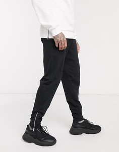 Черные джоггеры из органического хлопка с серебристыми молниями ASOS DESIGN-Черный