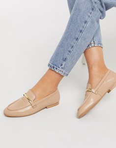 Кожаные лоферы с цепочками ASOS DESIGN-Бежевый