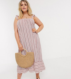Сарафан миди на бретелях в полоску ASOS DESIGN Curve-Мульти