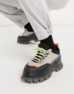 Туфли на шнуровке из искусственной замши с тракторной подошвой ASOS DESIGN-Мульти