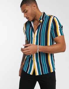Рубашка классического кроя в полоску ASOS DESIGN-Зеленый