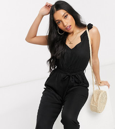 Черный комбинезон с завязками на бретелях ASOS DESIGN Petite-Мульти