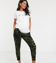 ASOS DESIGN Maternity peg trouser in khaki animal print-Мульти