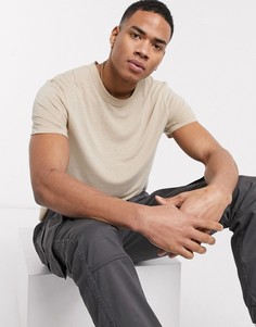 Бежевая футболка с добавлением льна ASOS DESIGN-Бежевый