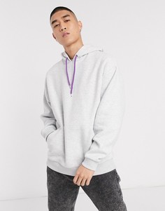 Oversized-худи белого цвета с затягивающимися шнурками ASOS DESIGN-Белый
