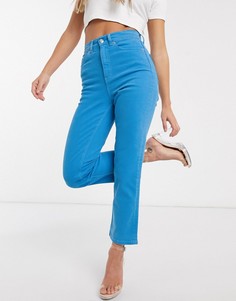 Голубые прямые джинсы с завышенной талией ASOS DESIGN-Синий
