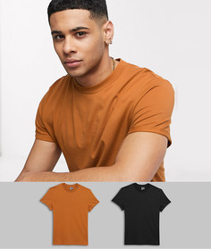 Футболка с отворотами на рукавах ASOS DESIGN - Набор из 2 шт. со скидкой-Мульти