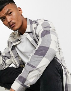 Светло-бежевая oversized-рубашка в клетку в стиле 90-х ASOS DESIGN-Бежевый