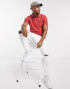 Красное поло зауженного кроя из ткани пике с логотипом Polo Ralph Lauren-Красный