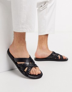 Кожаные сандалии с плетеными ремешками Dune-Черный