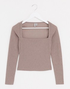 Бежевый фактурный топ с квадратным вырезом ASOS DESIGN
