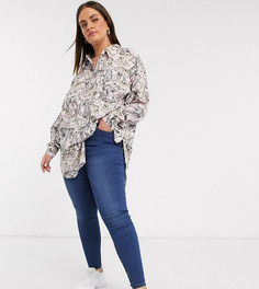 Синие джинсы с завышенной талией Noisy May Curve-Синий