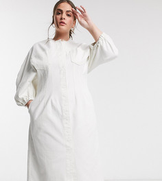 Белое джинсовое платье миди ASOS DESIGN Curve-Белый