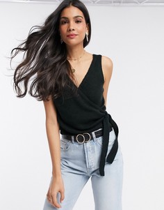 Топ без рукавов с запахом ASOS DESIGN-Черный