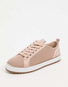 Розовые трикотажные кроссовки River Island-Розовый