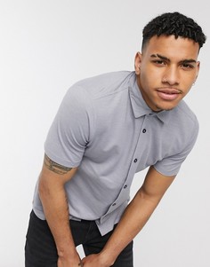 Серая рубашка из пике с короткими рукавами Burton Menswear-Серый