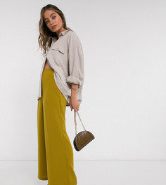 Широкие брюки с завышенной талией ASOS DESIGN Petite-Зеленый