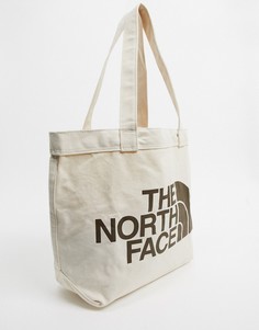 Бежевая хлопковая сумка-тоут с большим логотипом The North Face-Кремовый