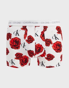 Боксеры-брифы с цветочным принтом Calvin Klein CK One-Белый