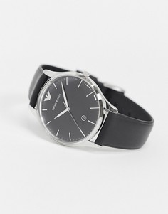 Часы с черным кожаным ремешком Emporio Armani AR11287-Черный