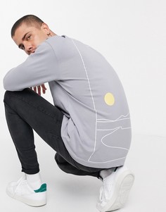 Серый лонгслив с принтом Topman