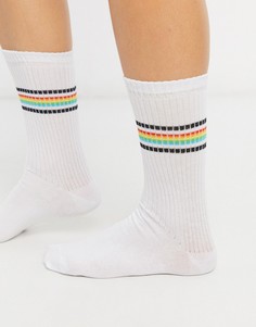 Носки в рубчик с полосками ASOS DESIGN-Фиолетовый