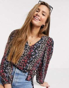 Топ с запахом и цветочным принтом American Eagle-Мульти