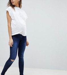 Рваные зауженные джинсы Supermom Maternity-Синий