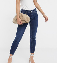 Темно-синие джинсы скинни с необработанными краями River Island Petite-Синий