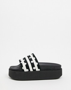 Черные шлепанцы на платформе adidas Originals-Черный