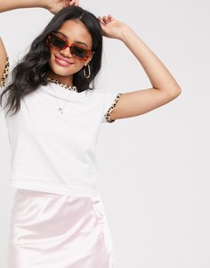 Футболка с леопардовой отделкой Brave Soul-Белый