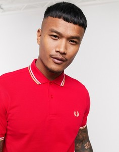 Поло с контрастной отделкой и логотипом Fred Perry-Красный